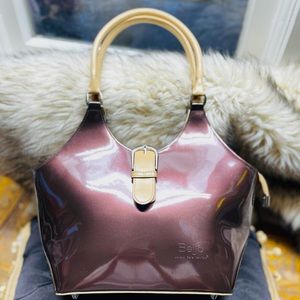 Beijo Metallic Wine Tan Purse Crome Zipper